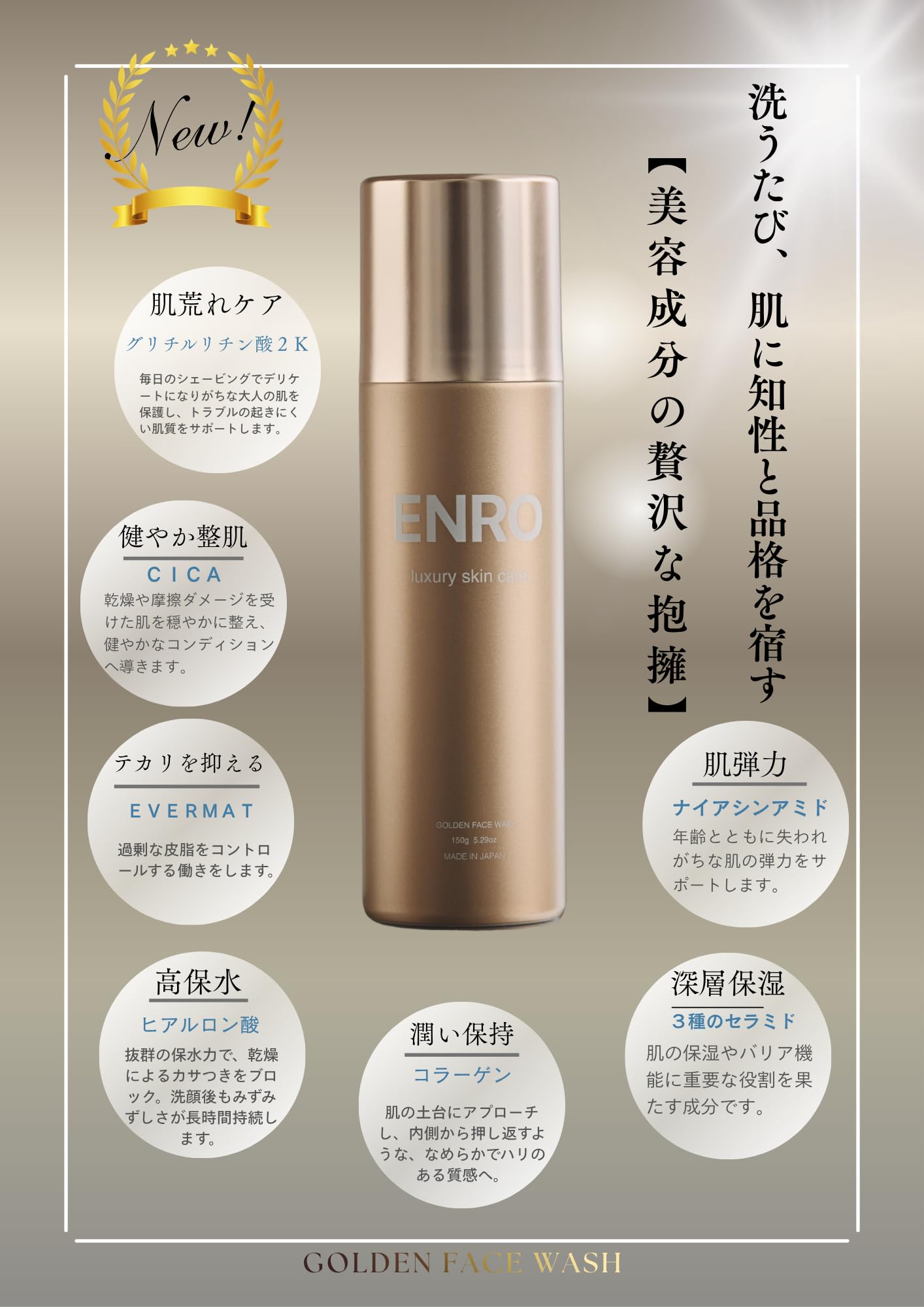 Amazon | ENRO ゴールデンフェイスウォッシュ 炭酸泡洗顔 メンズ